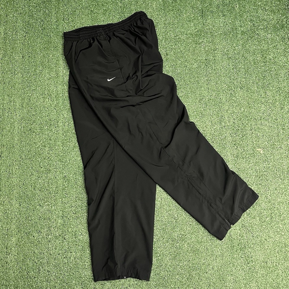Nike Y2K Nylon Track Pants Black Wide Leg Windbreaker Athletic 2000s Check